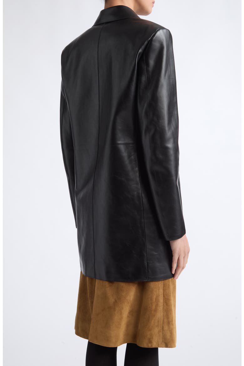 Raw Edge Tailored Leather Jacket, Main, color, BLACK