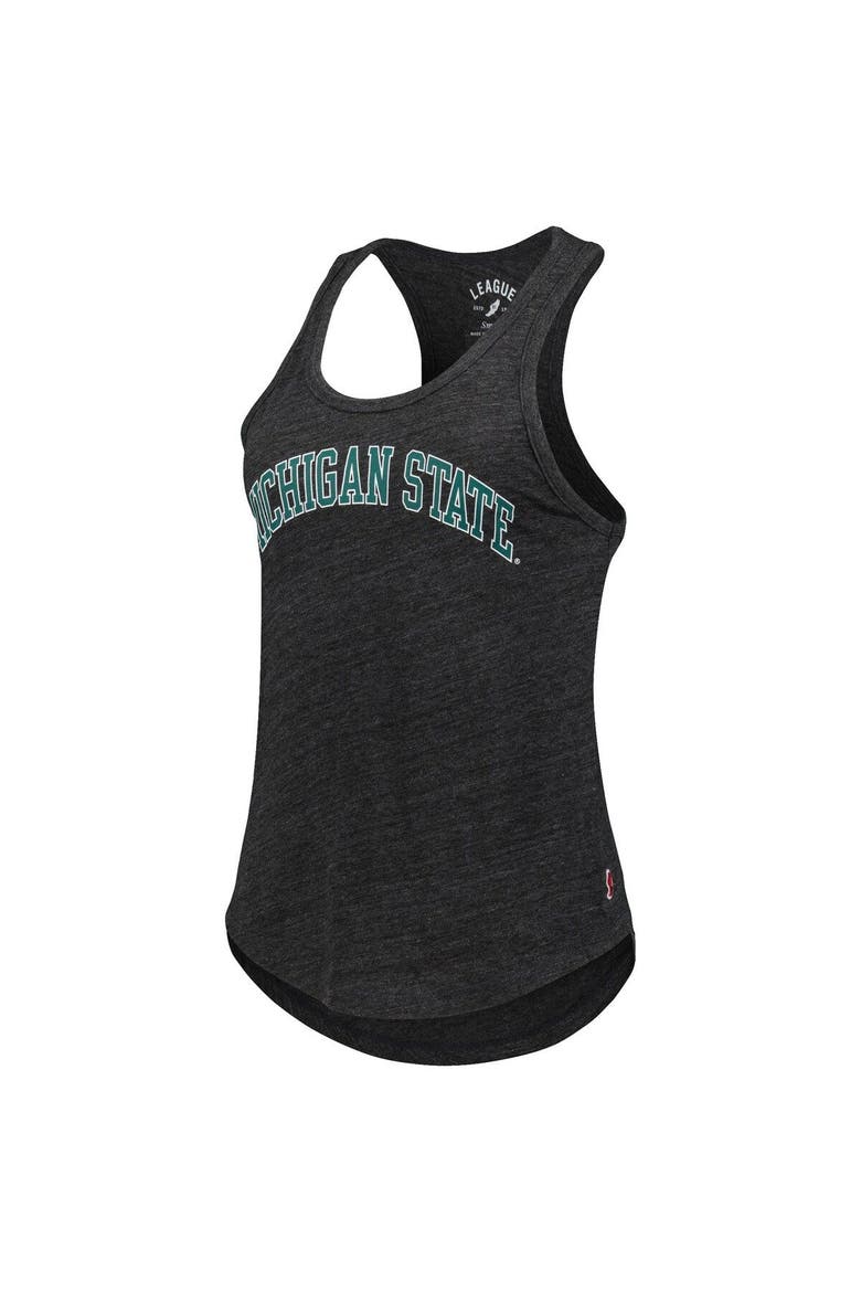 Women's League Collegiate Wear Black Michigan State Spartans Two-Hit Intramural Tri-Blend Scoop Neck Racerback Tank Top, Alternate, color, Heather Black