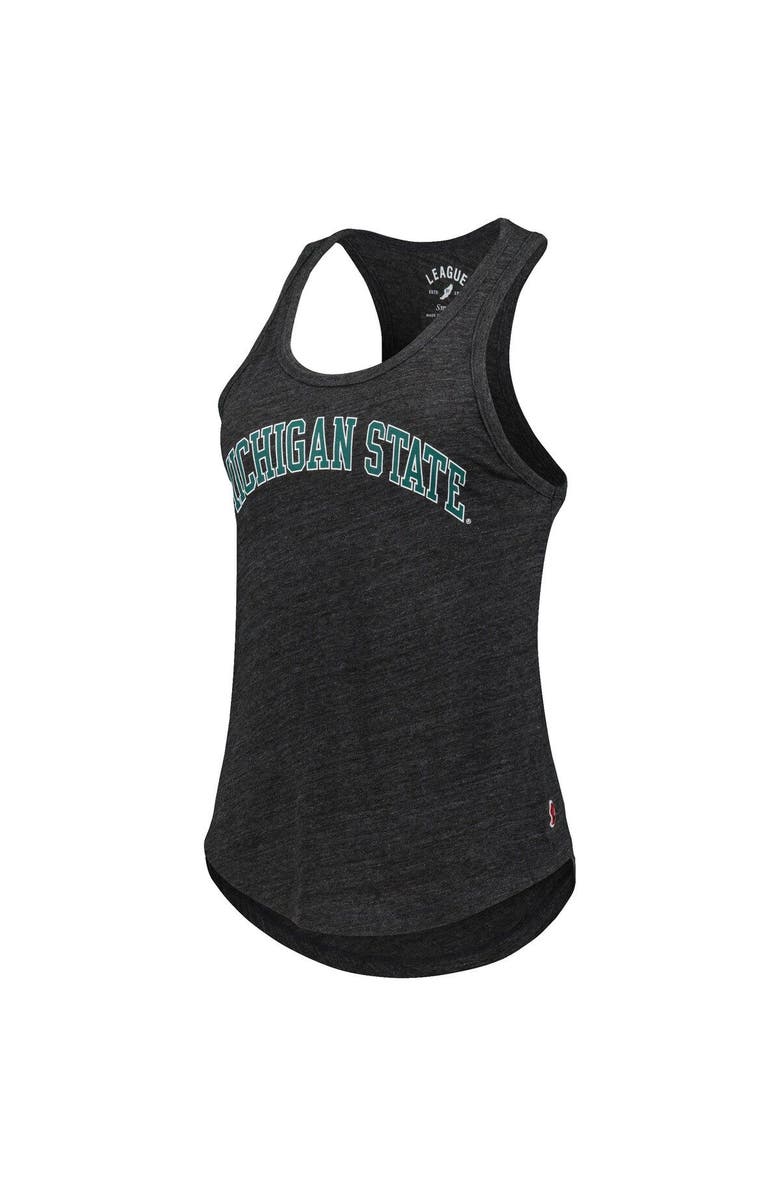 LEAGUE COLLEGIATE WEAR Women's League Collegiate Wear Black Michigan State Spartans Two-Hit Intramural Tri-Blend Scoop Neck Racerback Tank Top, Alternate, color, Heather Black