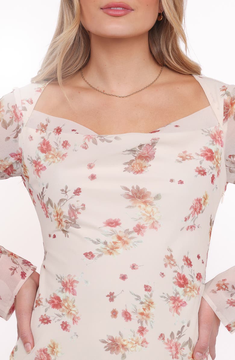 Petal & Pup Everlyn Long Sleeve Minidress, Alternate, color, Cream Floral