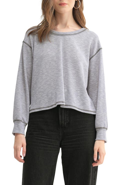Contrast Stitch Long Sleeve Knit Top