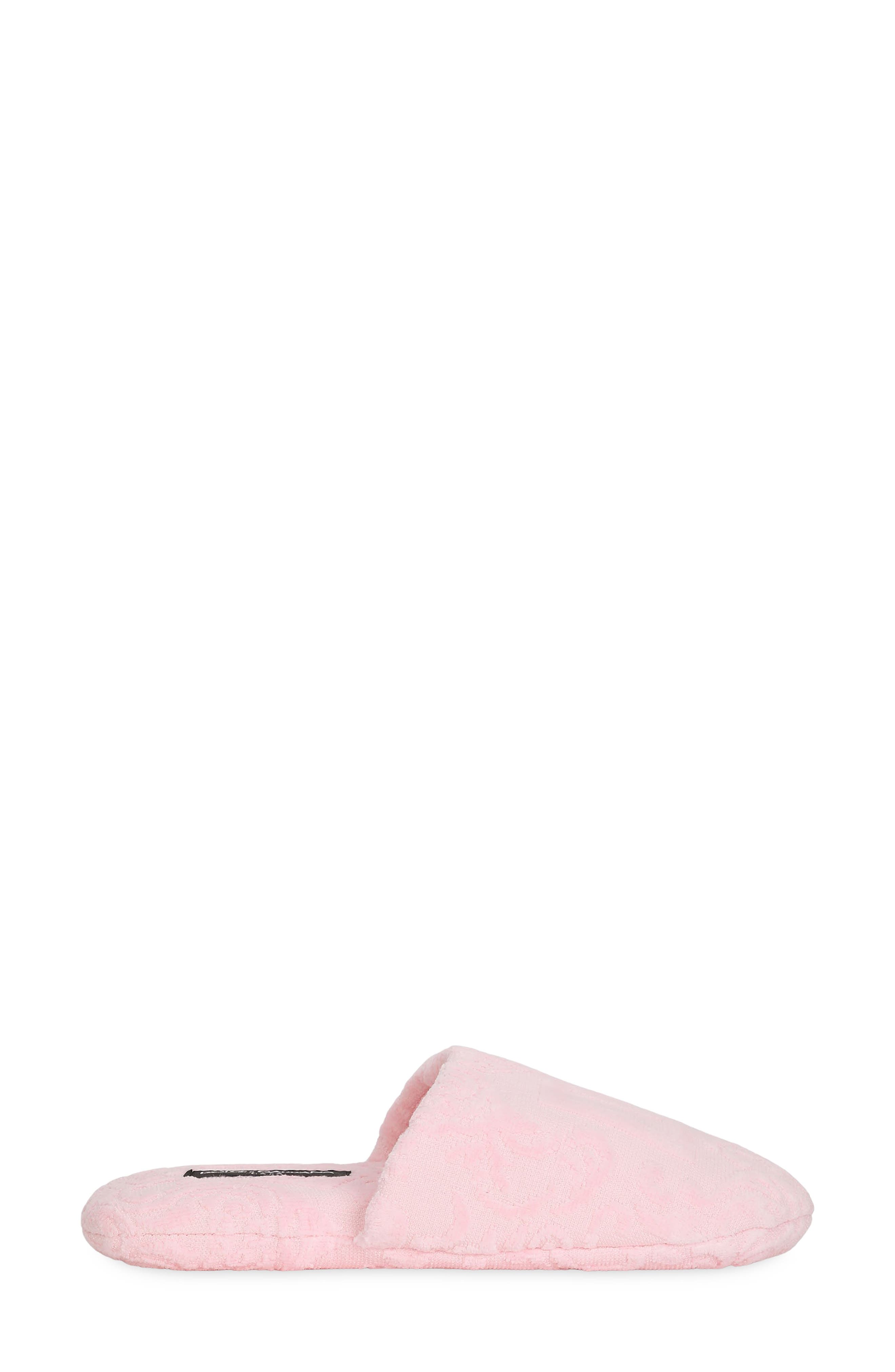 Dolce&Gabbana DG Logo Jacquard Cotton Terry Cloth Scuff Slipper, Alternate, color, Pink