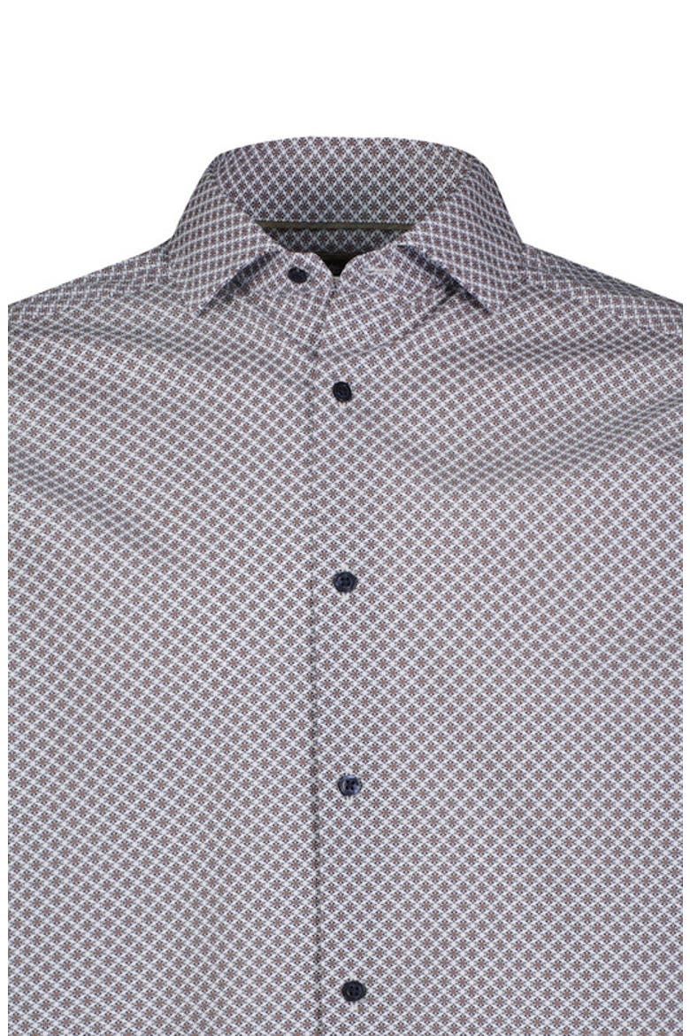 Theodor Floral Geometric Print Long Sleeve Woven Shirt, Alternate, color, Bark