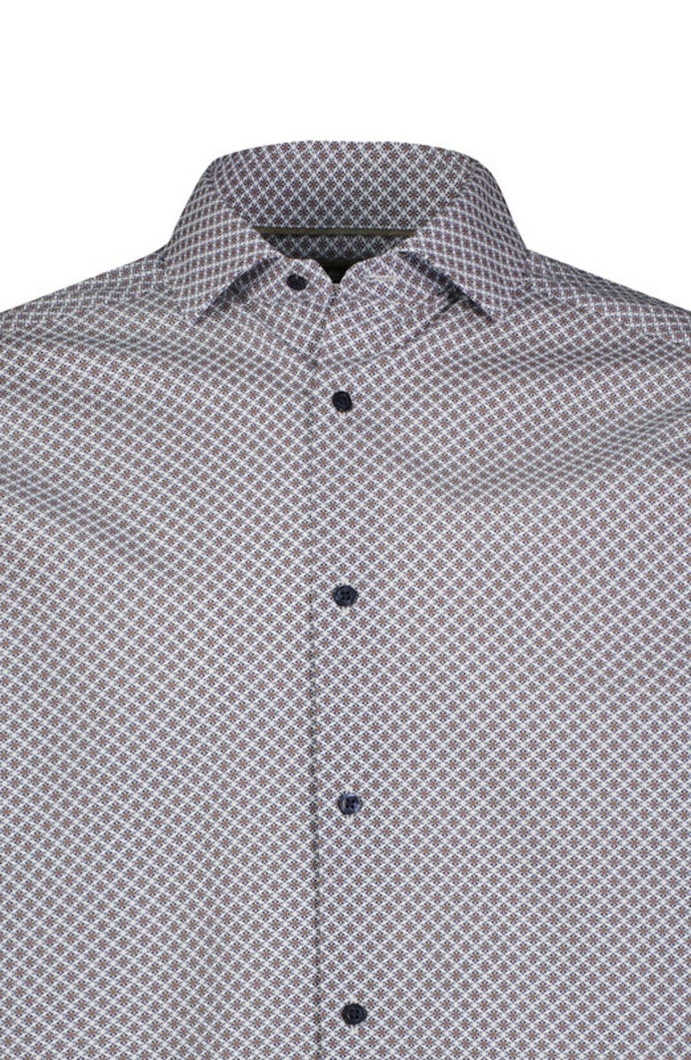 Luchiano Visconti Theodor Floral Geometric Print Long Sleeve Woven Shirt, Alternate, color, Bark