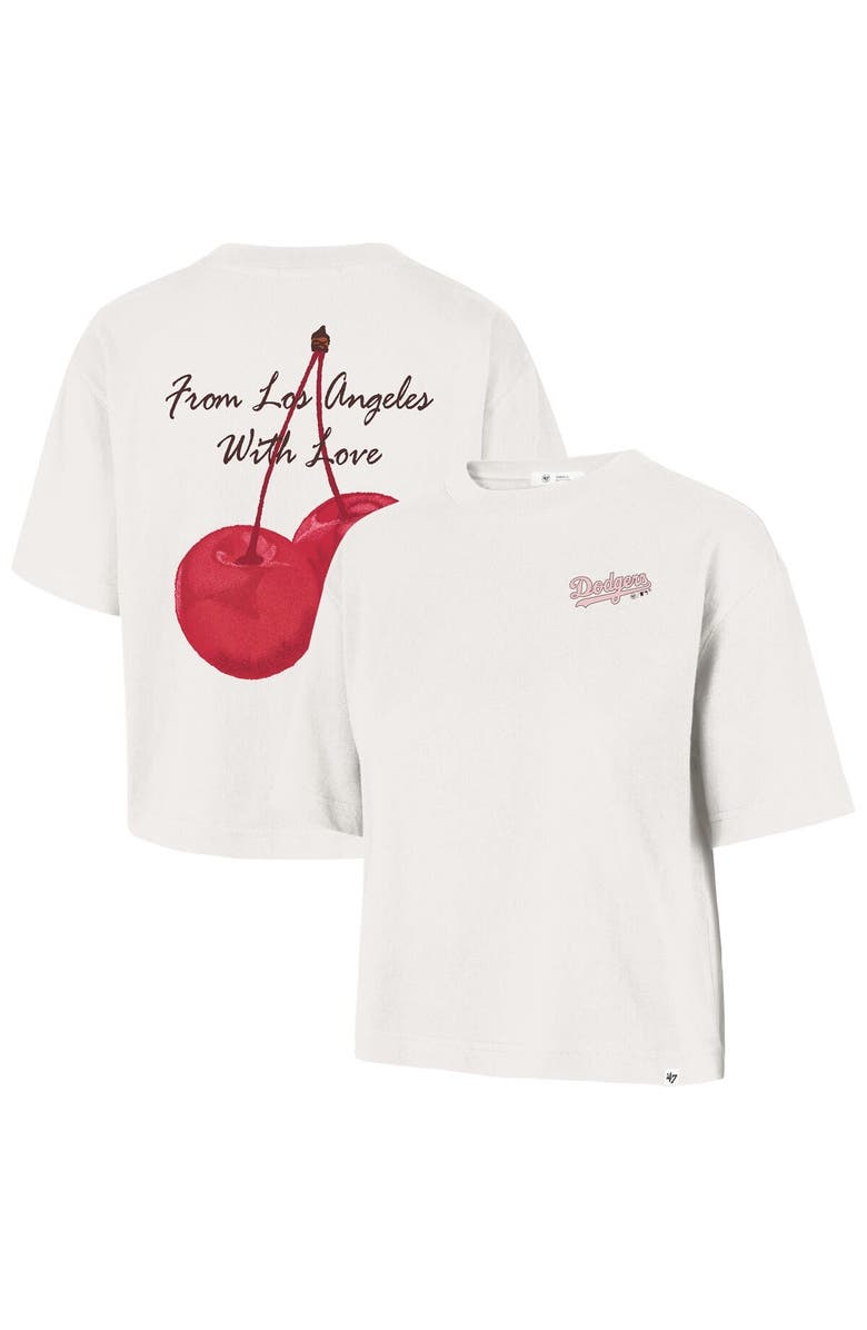 '47 Women's '47 Cream Los Angeles Dodgers Love Letter Reed City T-Shirt, Main, color, 