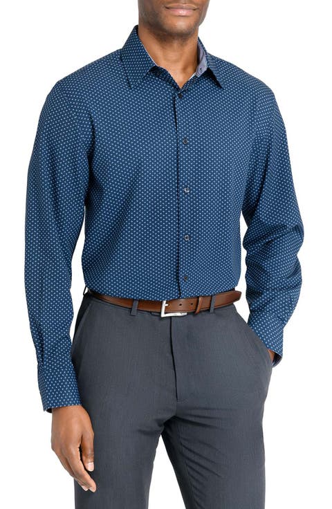 Regular Fit Dash Print Performance Dress Shirt (Regular & Big)