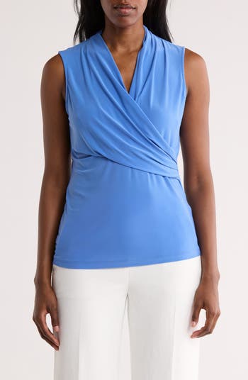 DKNY Sleeveless Knit Faux Wrap Top | Nordstromrack