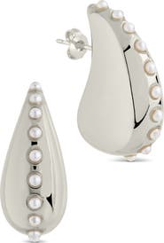 Sterling Forever Raze Freshwater Pearl Drop Stud Earrings