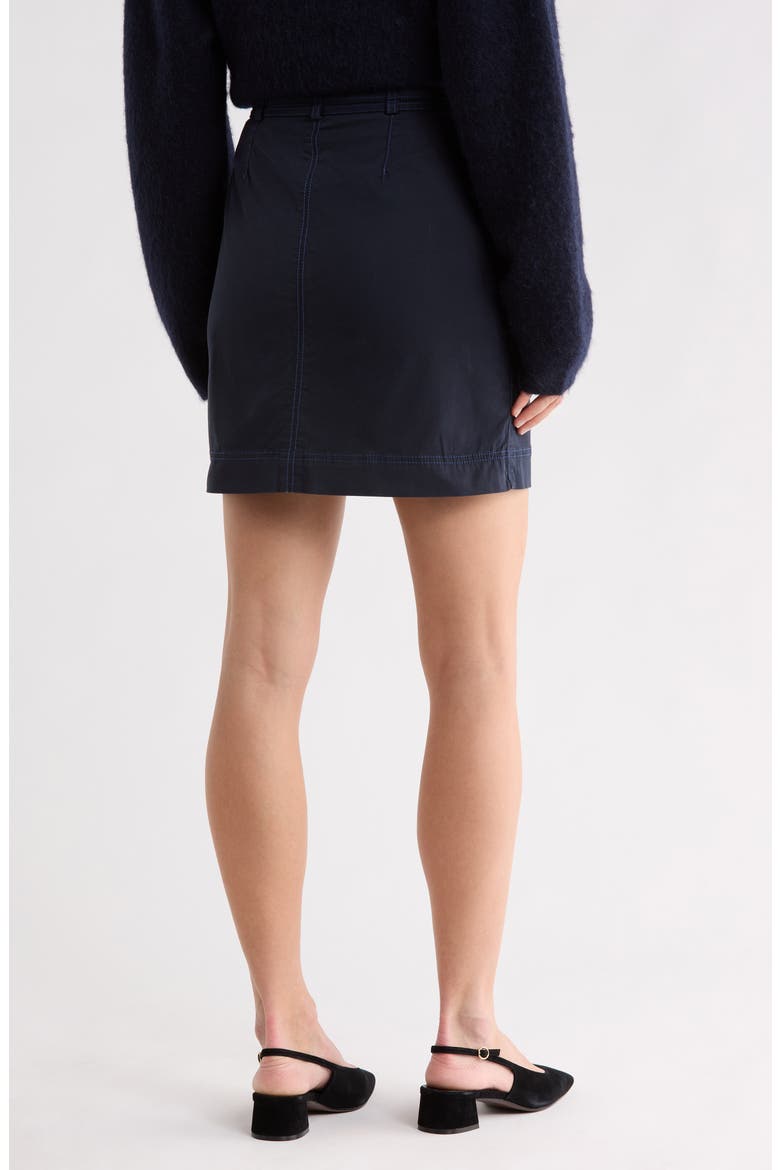 Varachute Belted Stretch Cotton Miniskirt, Alternate, color, DK BU