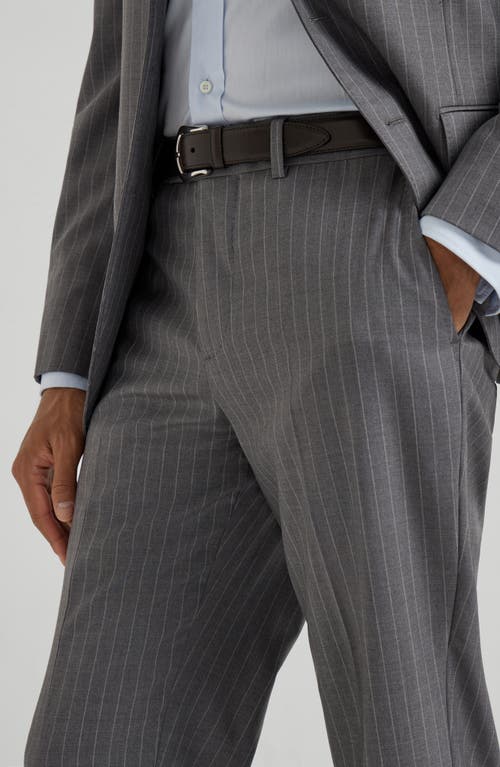 Brunello Cucinelli Chalk Stripe Trousers In Gray