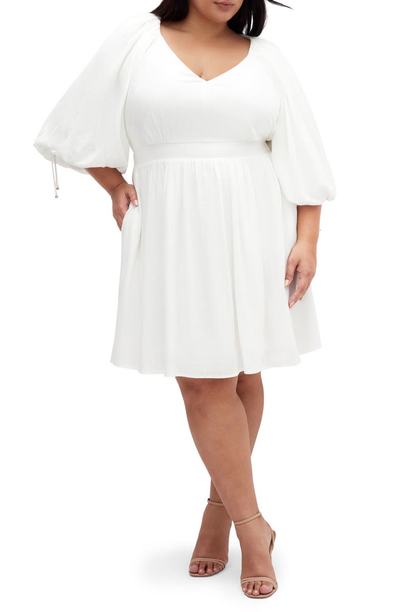City Chic Scarlette Long Sleeve Dress, Main, color, Ivory