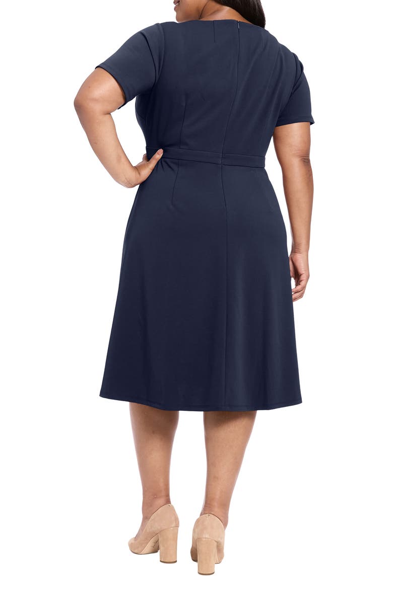 Hardware Trim Scuba Fit & Flare Dress, Alternate, color, NAVY BLAZER