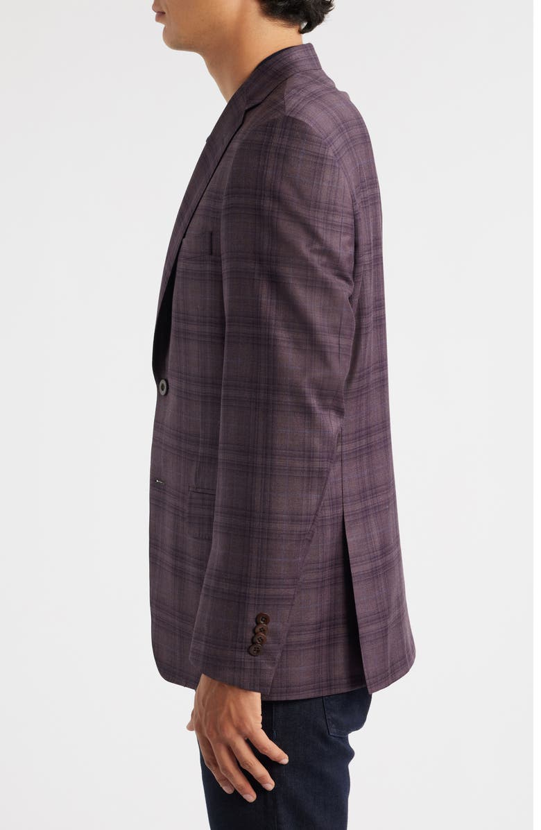 Heritage Gold Milano Regular Fit Purple Plaid Super 130s Wool Sport Coat, Alternate, color, Purple