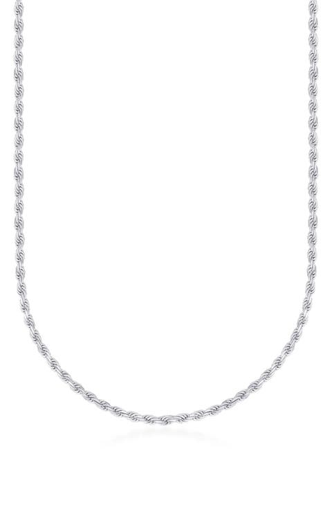 Gender Inclusive Sterling Silver Rope Chain Necklace