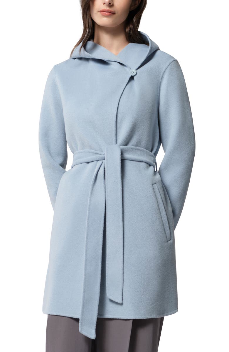 Soia & Kyo Arlette Tie Waist Hooded Wool Blend Jacket, Alternate, color,