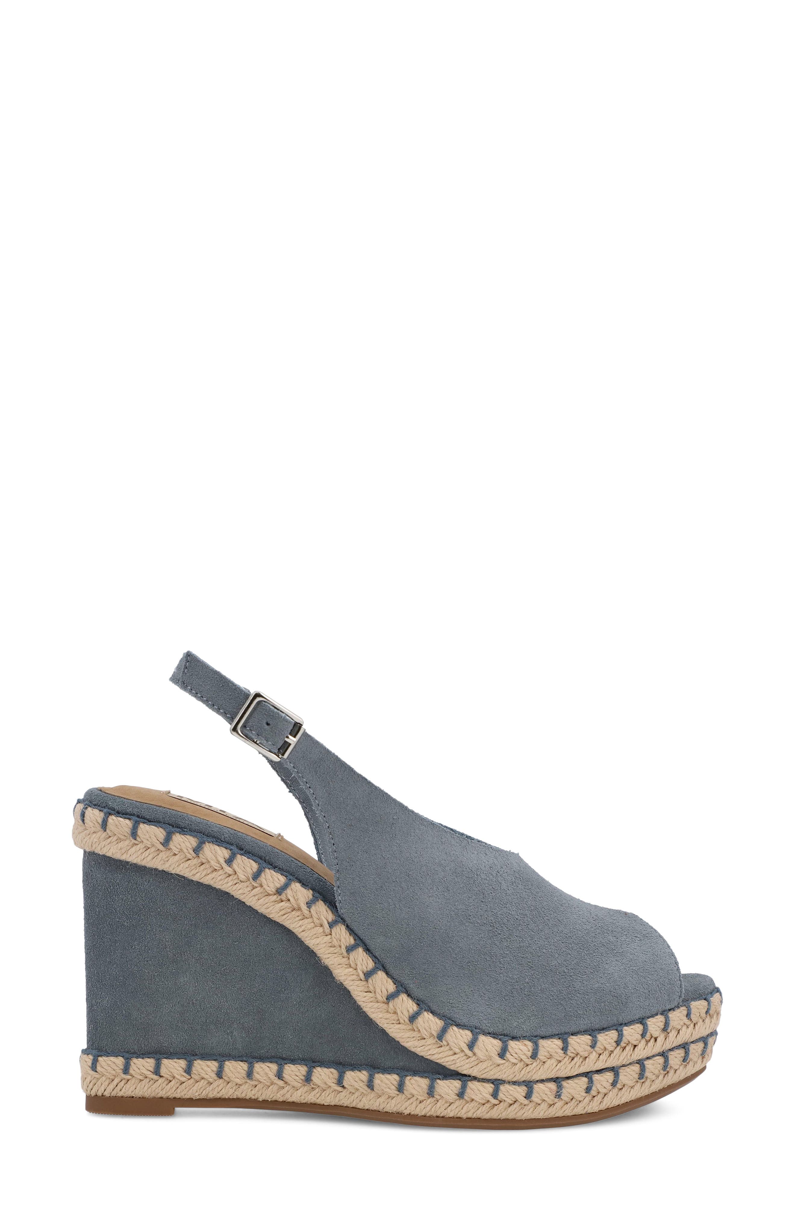 Marjori Slingback Espadrille Peep Toe Platform Wedge Sandal, Alternate, color, DENIM SUED