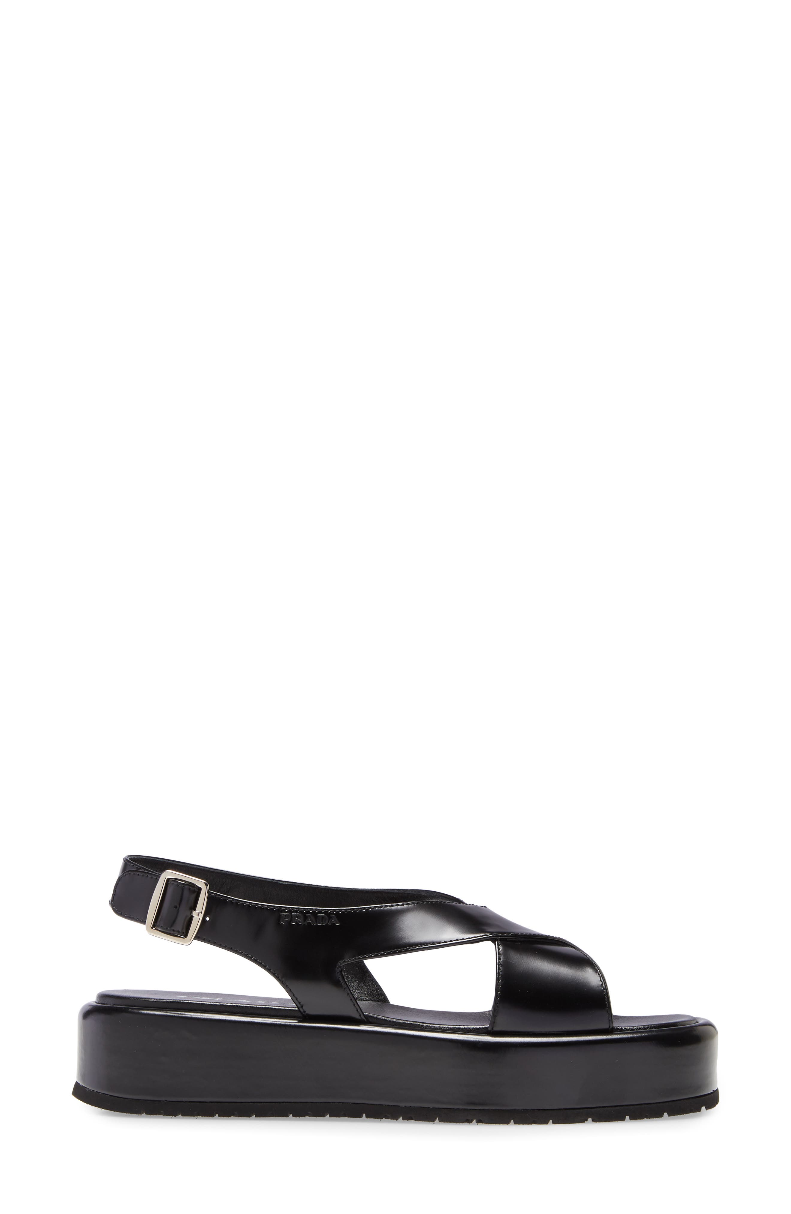 Prada Cross Strap Platform Sandal, Alternate, color, 
