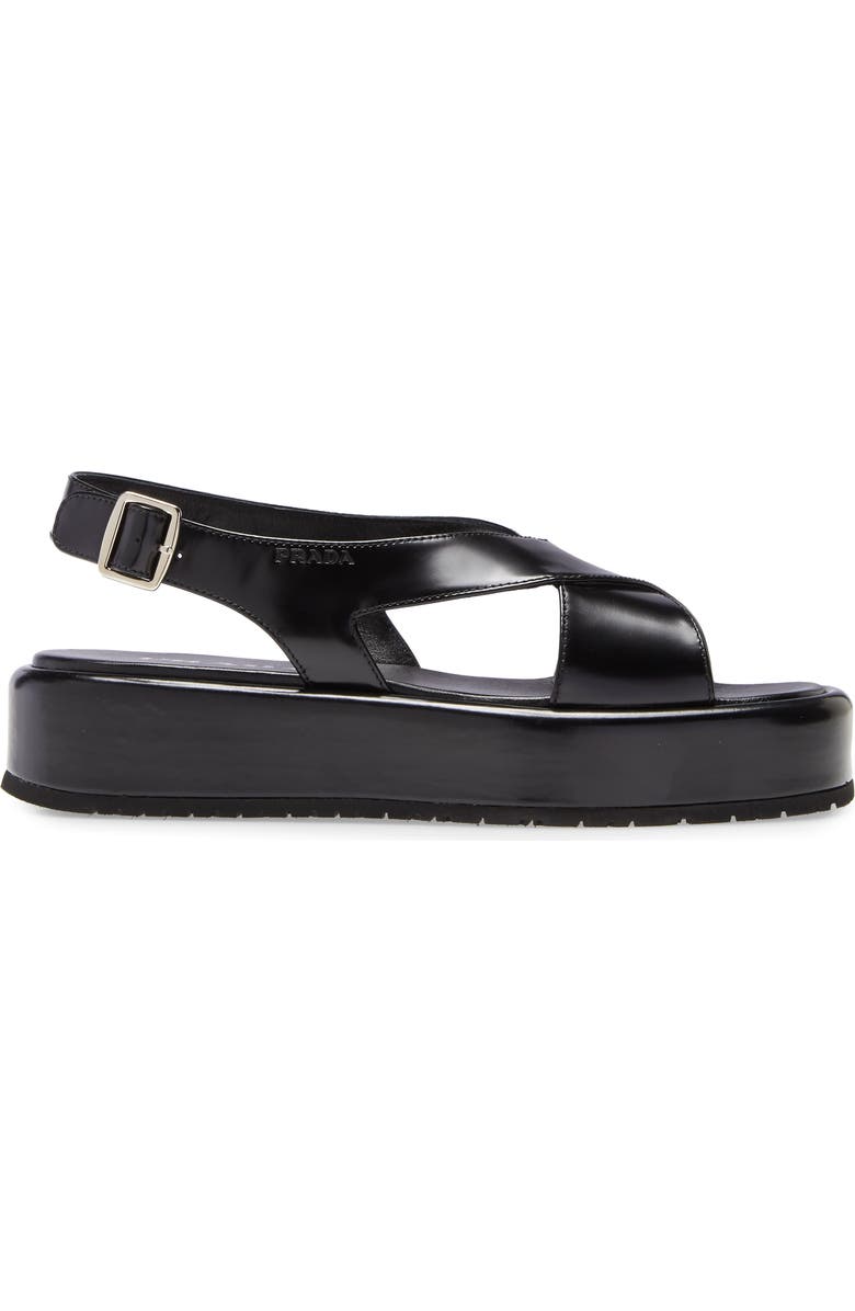 Prada Cross Strap Platform Sandal, Alternate, color,