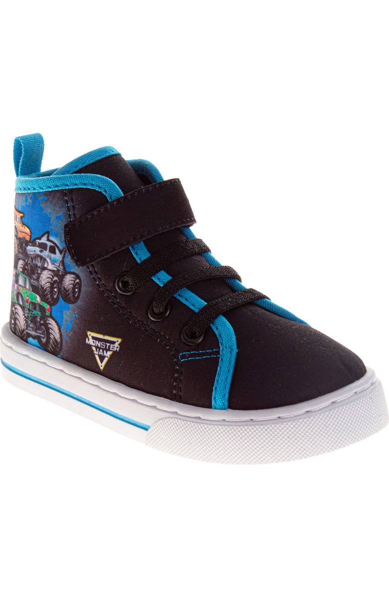 JOSMO Kids' Monster Jam High Top Sneaker, Main, color, Black/Blue
