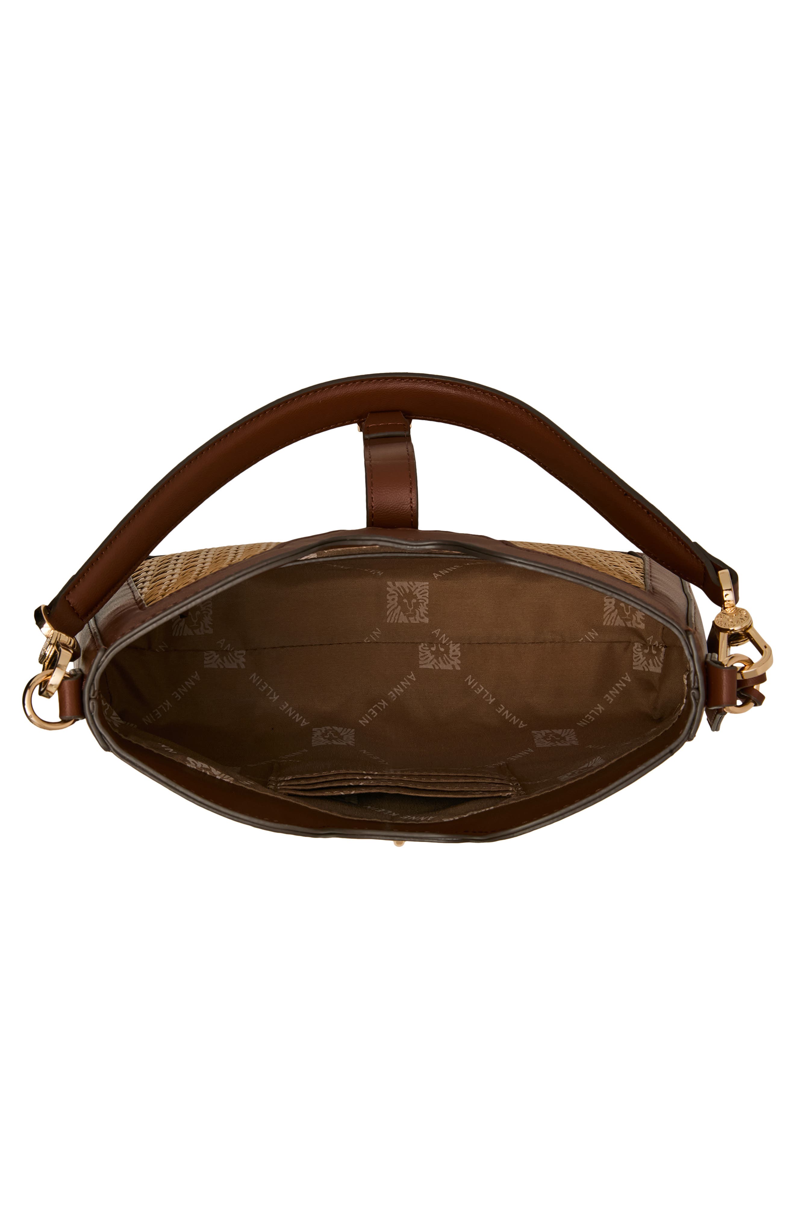 Straw Bucket Bag, Alternate, color, NATURAL-WALNUT