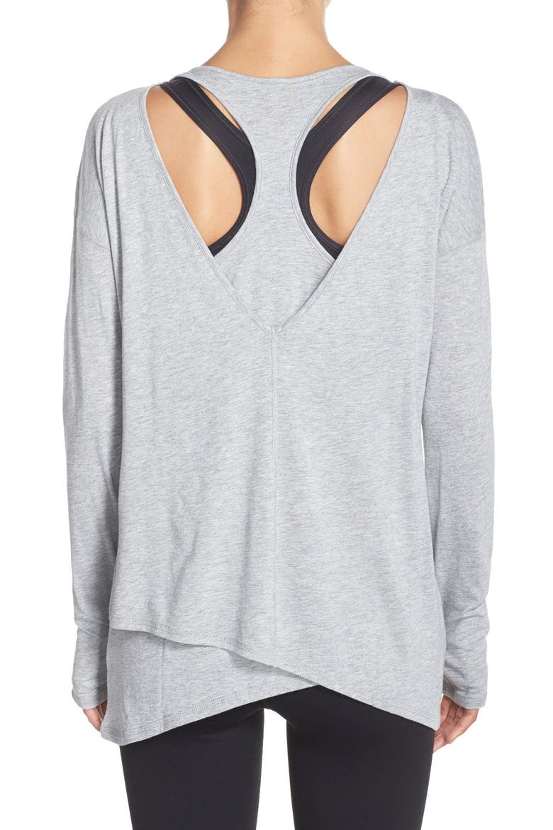 'Shadow' Cutout Long Sleeve Tee, Alternate, color, SILVER SLATE