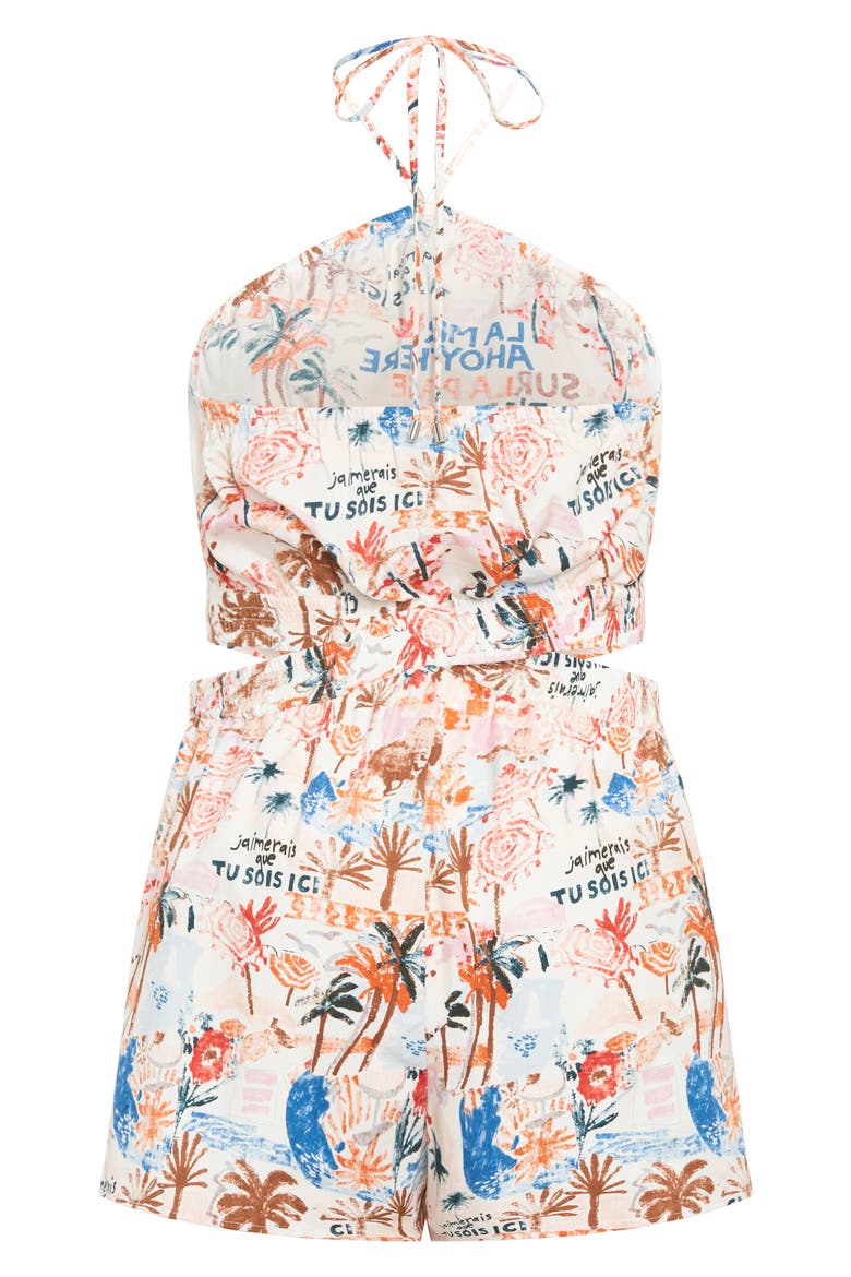 Almay Halter Romper, Alternate, color, ORANGE POSTACRDS