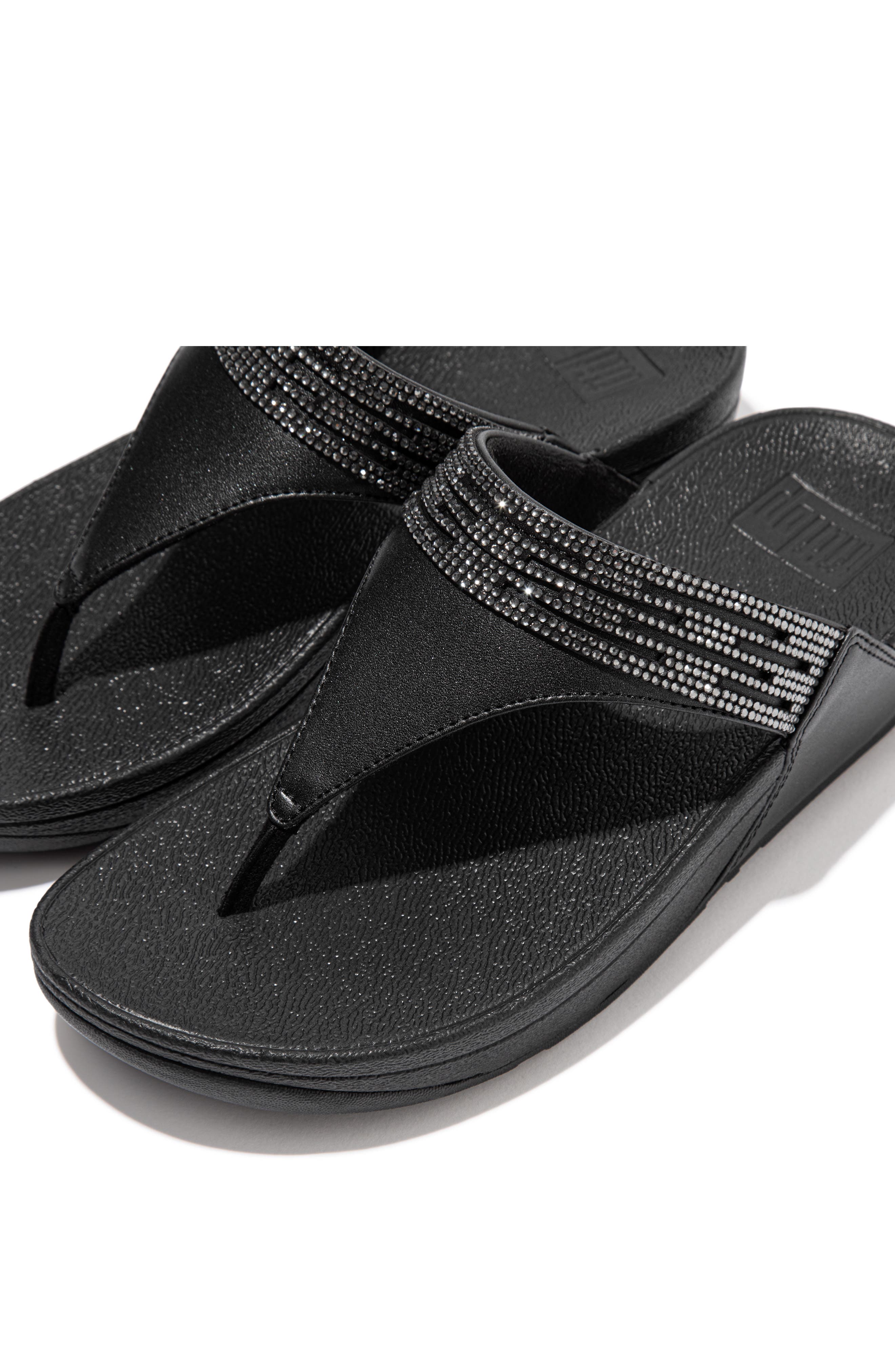 FitFlop Lulu Crystal Leather Wedge Sandal, Alternate, color, 