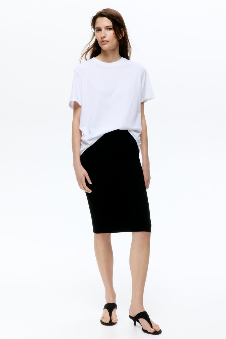 Ribbed Viscose Skirt, Alternate, color, Black