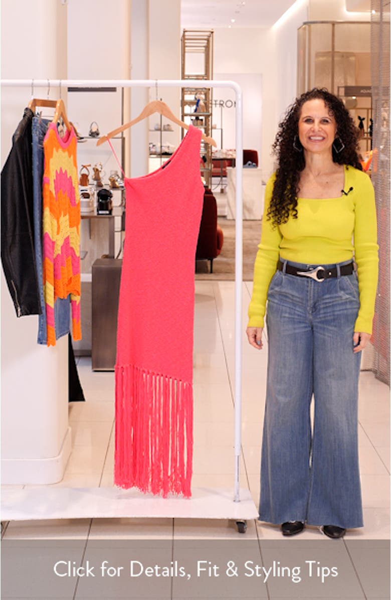 Antonia One-Shoulder Fringe Hem Cotton Blend Sweater Dress, sales video thumbnail