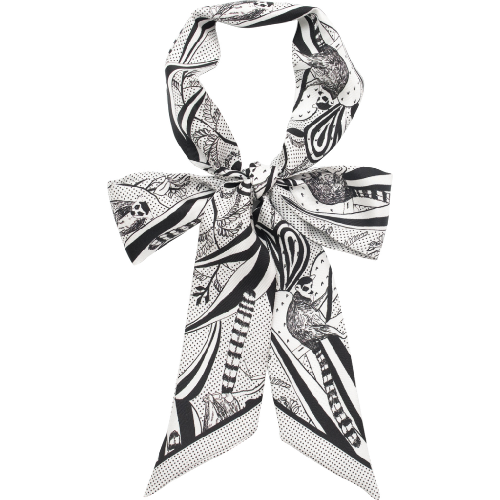 Lost Pattern Nyc "madagascar" Silk Skinny Scarf In White