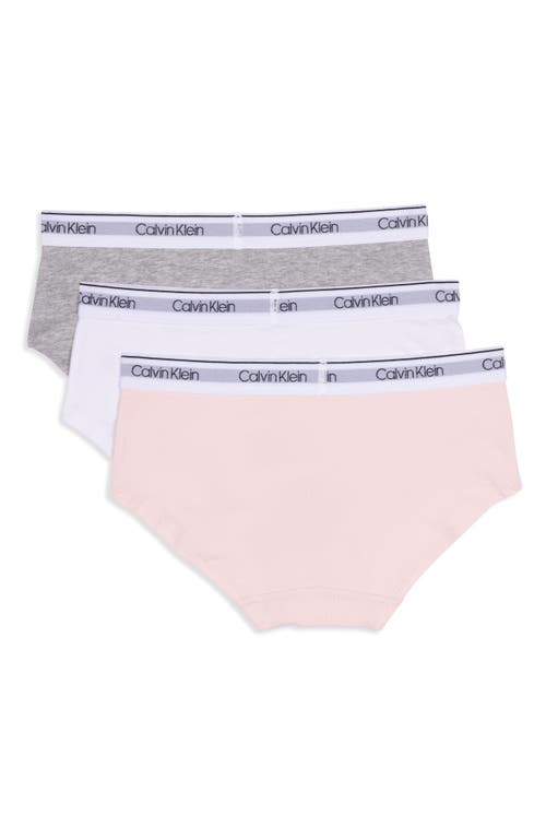 Shop Calvin Klein Kids' 3-pack Hipster Briefs In Coral Pink White Heather Grey