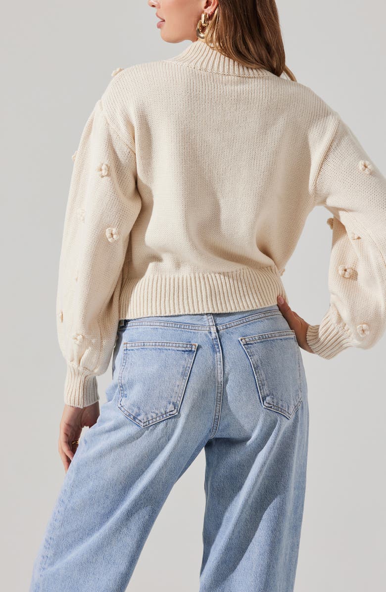 ASTR the Label Flower Appliqué Mock Neck Sweater, Alternate, color,