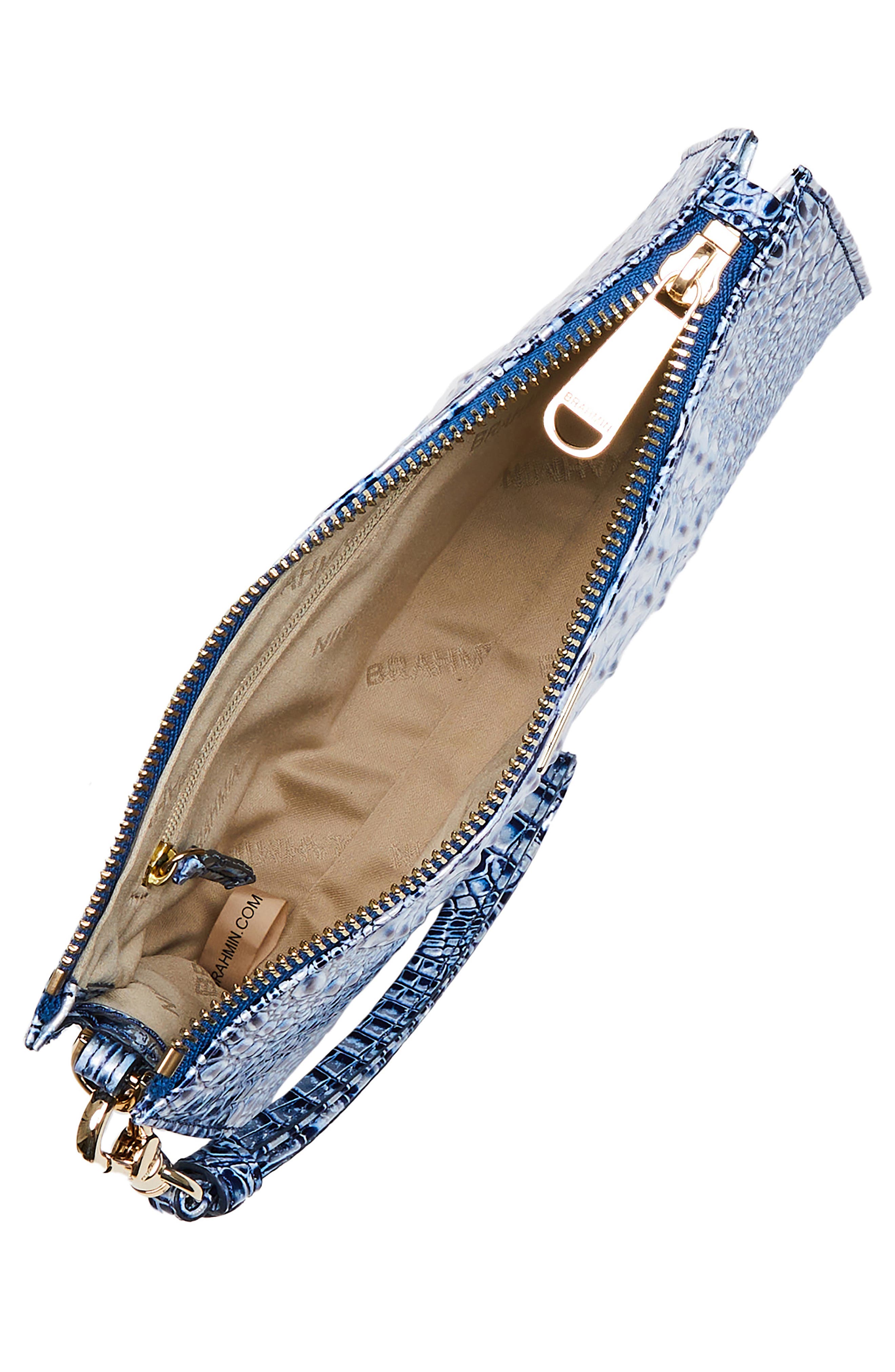 Brahmin Daisy Croc Embossed Leather Wristlet, Alternate, color, 