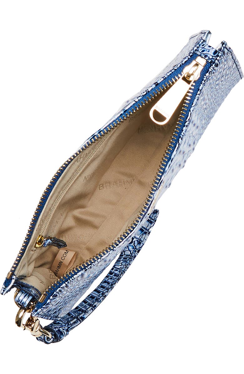 Brahmin Daisy Croc Embossed Leather Wristlet, Alternate, color,