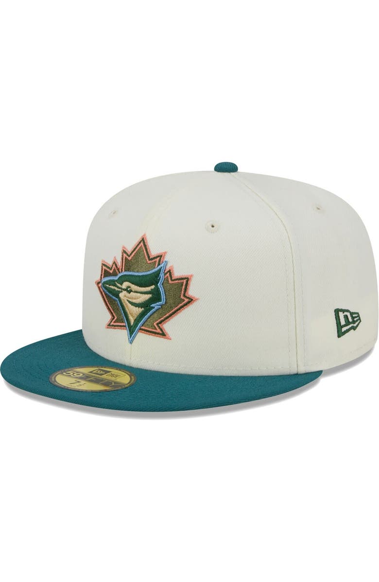 New Era Men's New Era Cream Toronto Blue Jays Chrome Evergreen 59FIFTY Fitted Hat, Alternate, color,