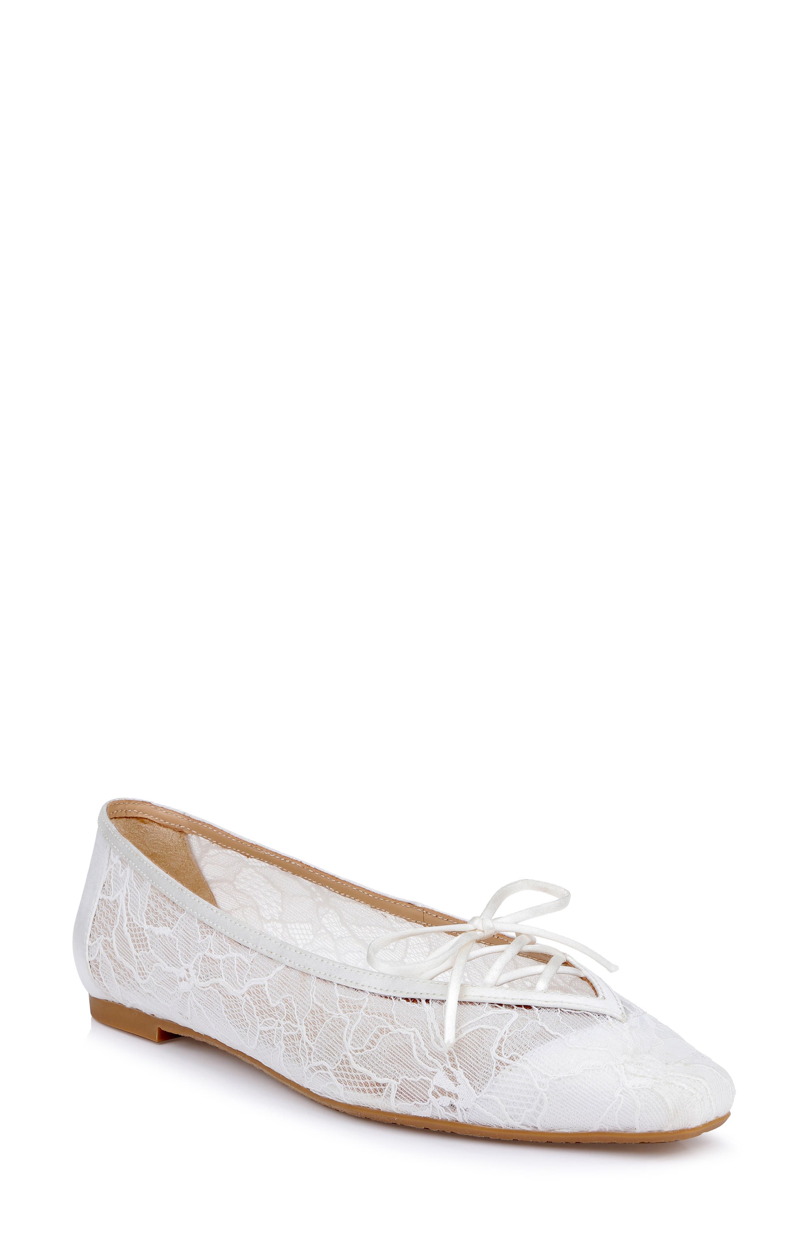 Raelyn Lace Ballet Flat, Main, color, WHITESATIN