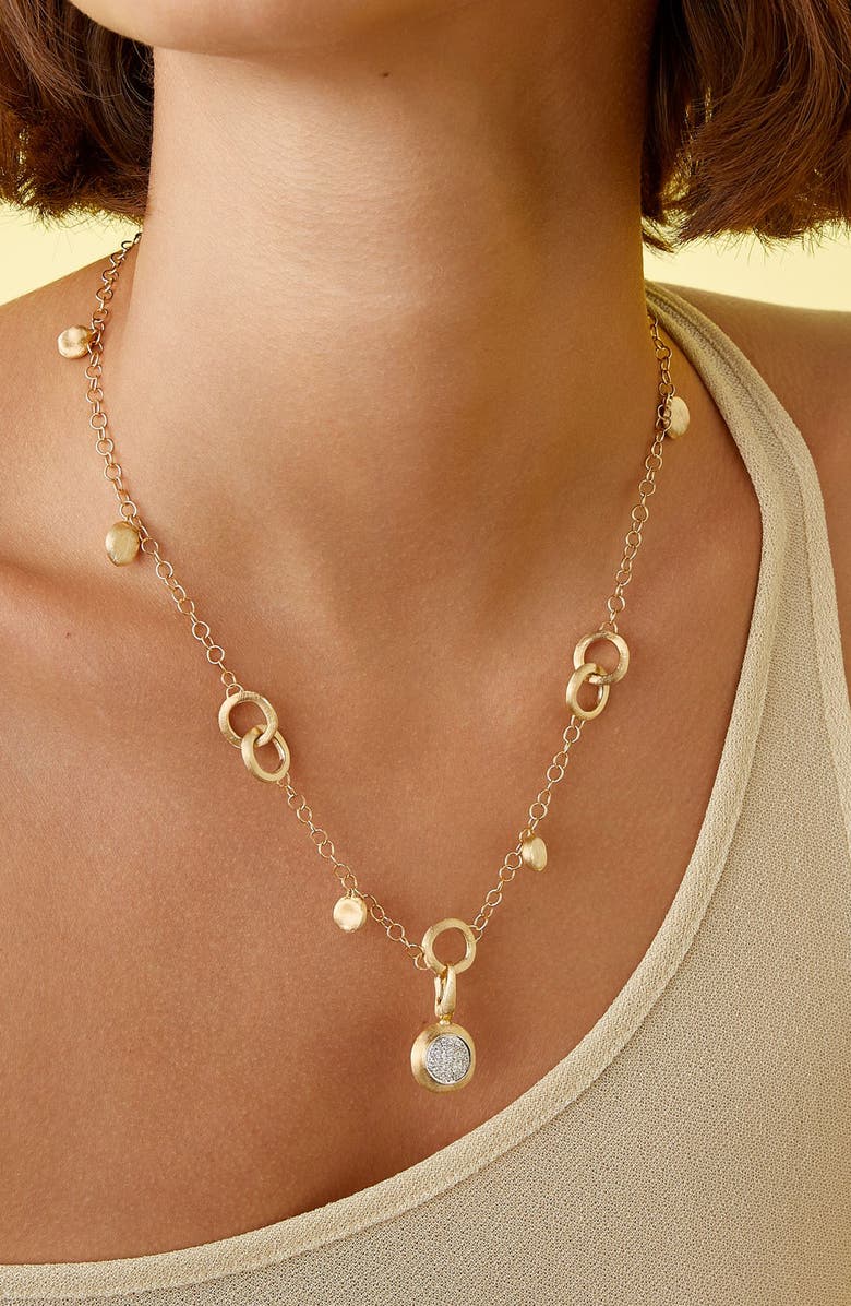 Marco Bicego Jaipur 18K Yellow Gold Small Pavé Diamond Pendant, Alternate, color, Yellow-White