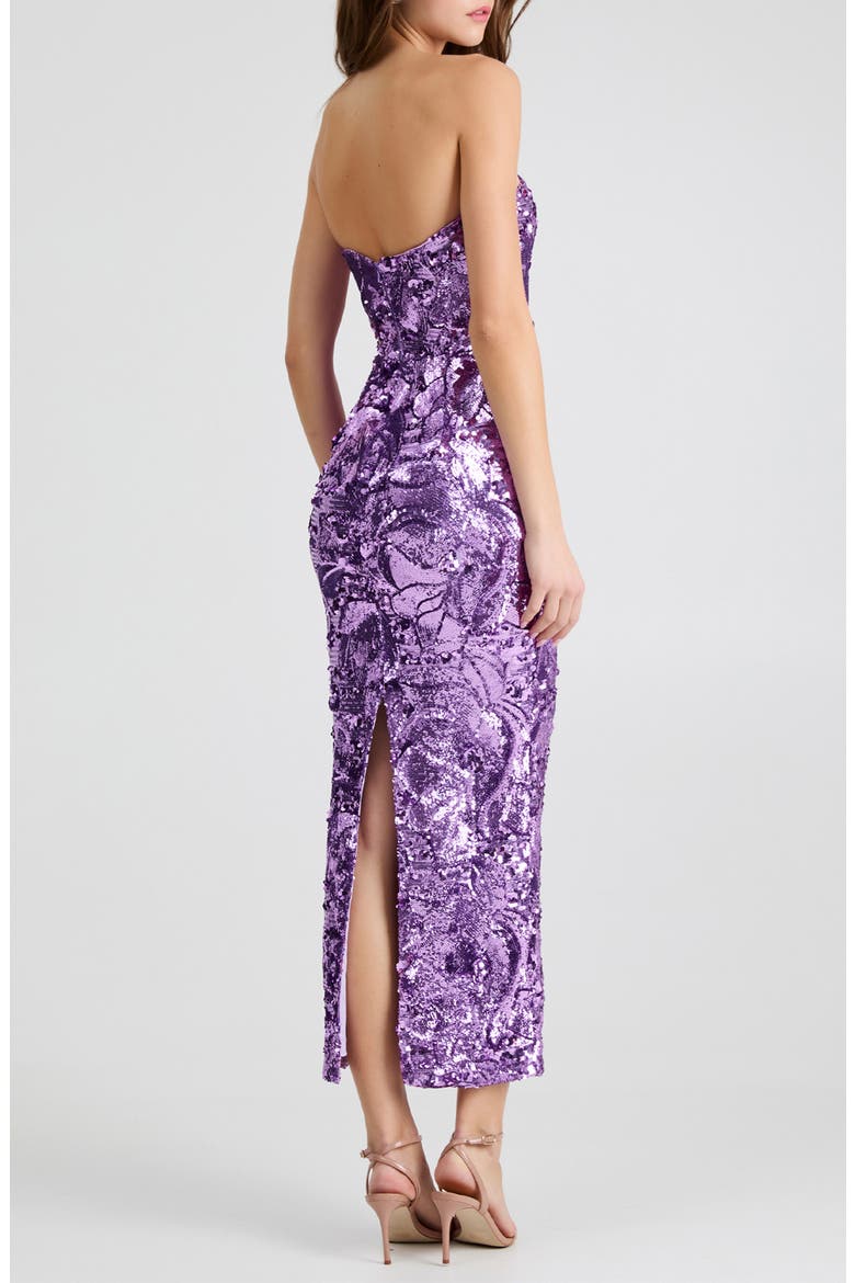 Leslie Pattern Sequin Strapless Gown, Alternate, color, VIOLET