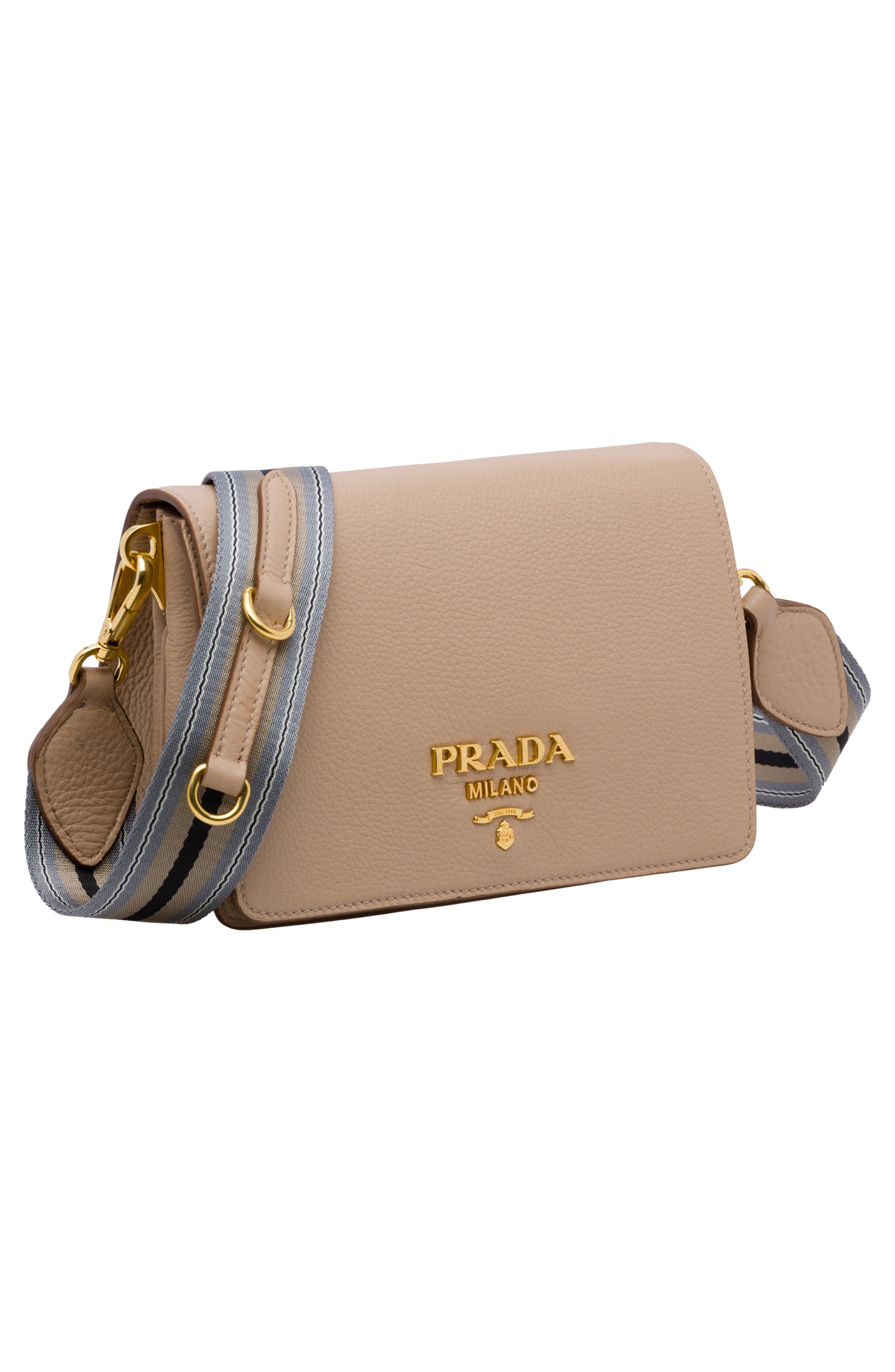 Prada Vitello Daino Double Compartment Leather Shoulder Bag, Alternate, color, 