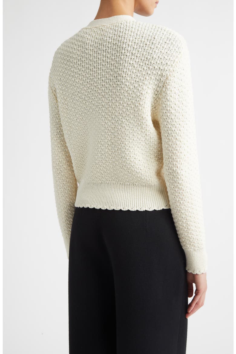 Perlé Crepe Wool Blend Cardigan, Alternate, color, ECRU