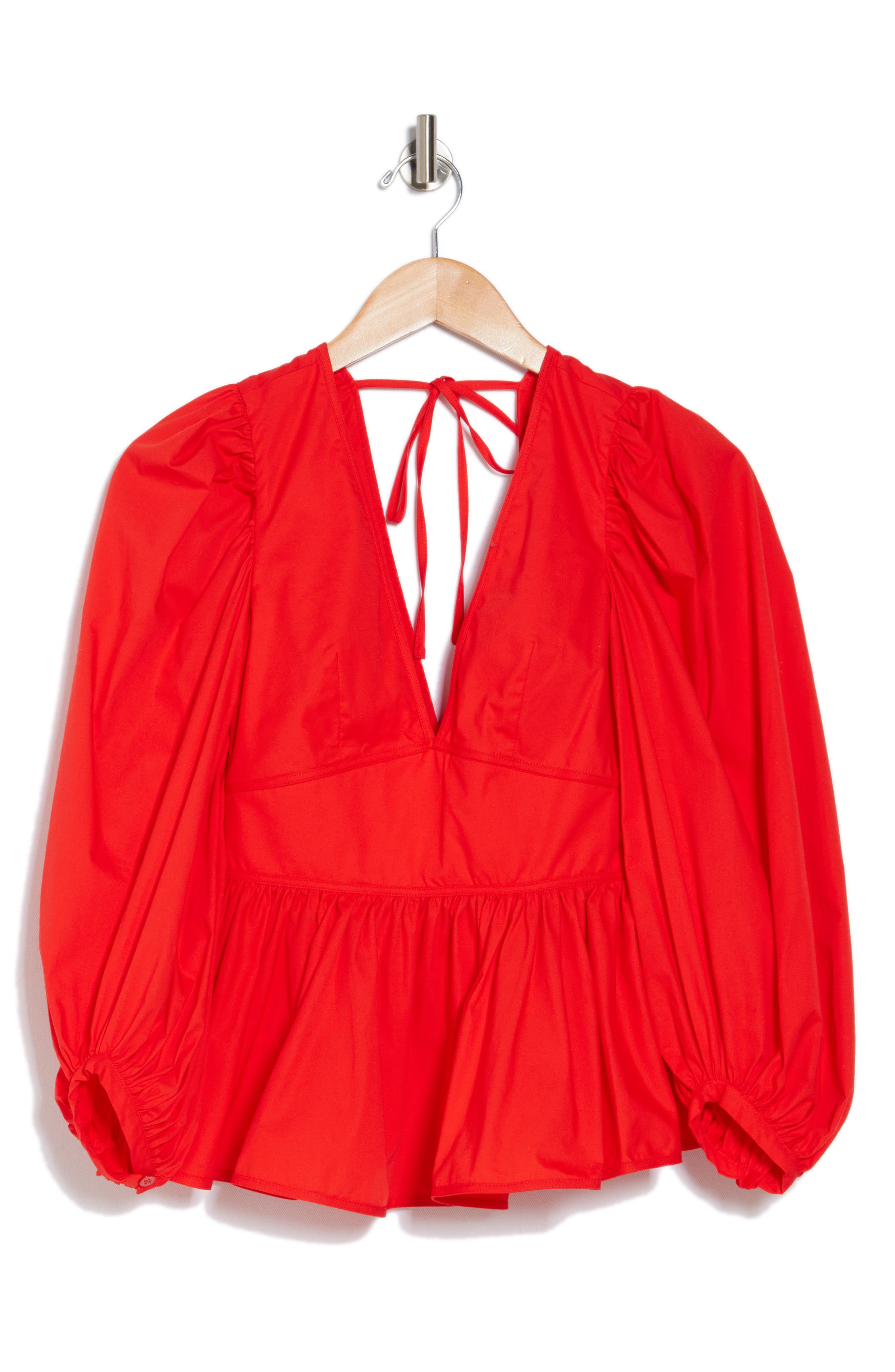 Shop Luna Balloon Sleeve Peplum Top on Sale at BeyondStyle