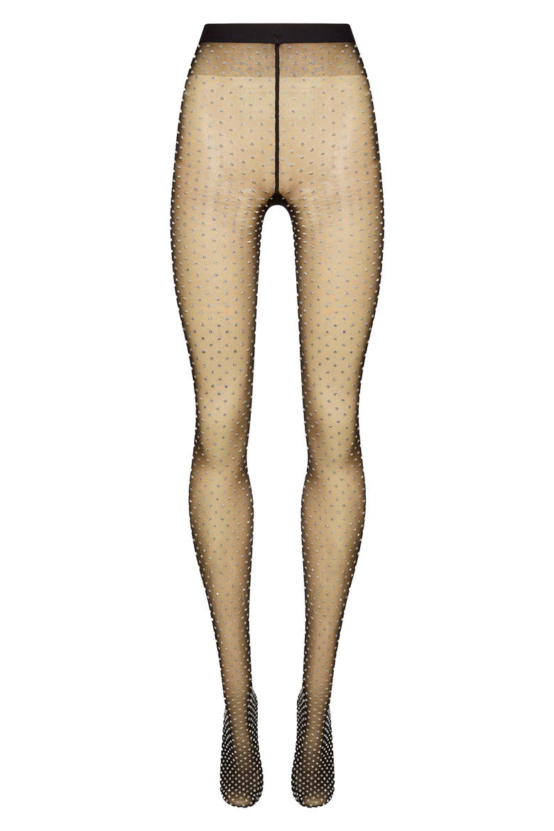 Shimmer Dot Tights, Alternate, color, BLACK/SILVER