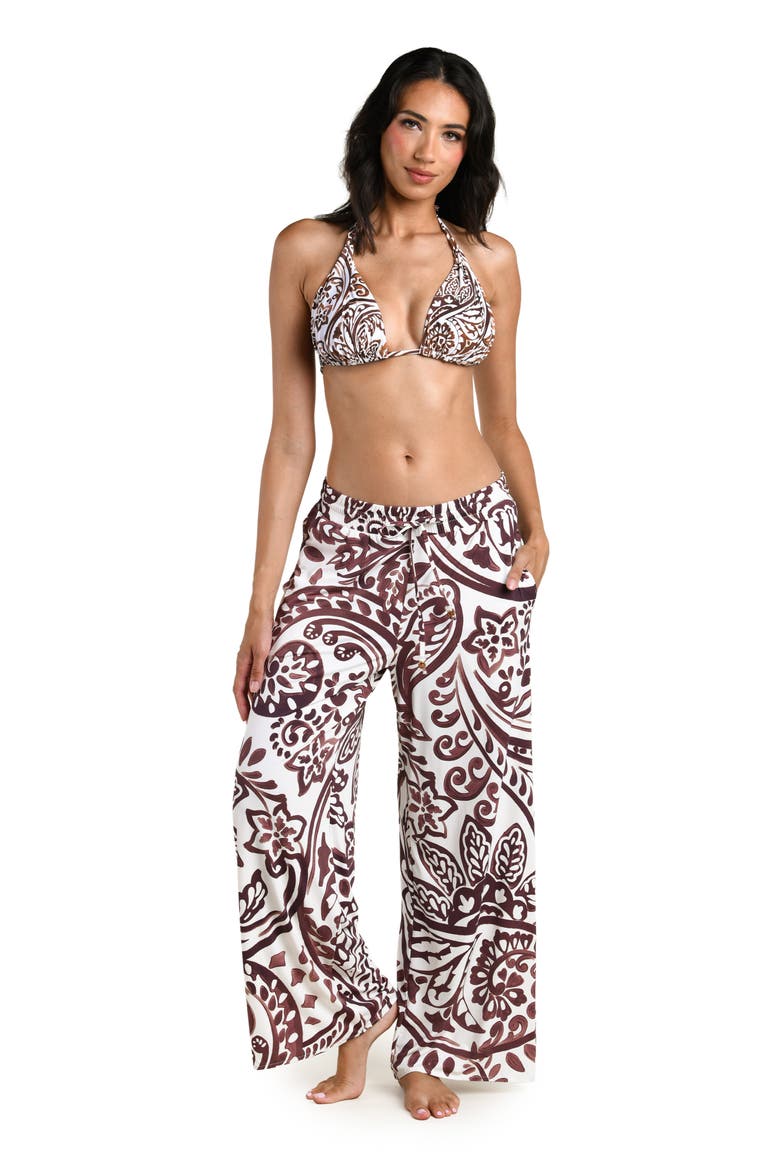 Painted Paisley Cover-Up Wide Leg Pants, Alternate, color, ESPRESSO
