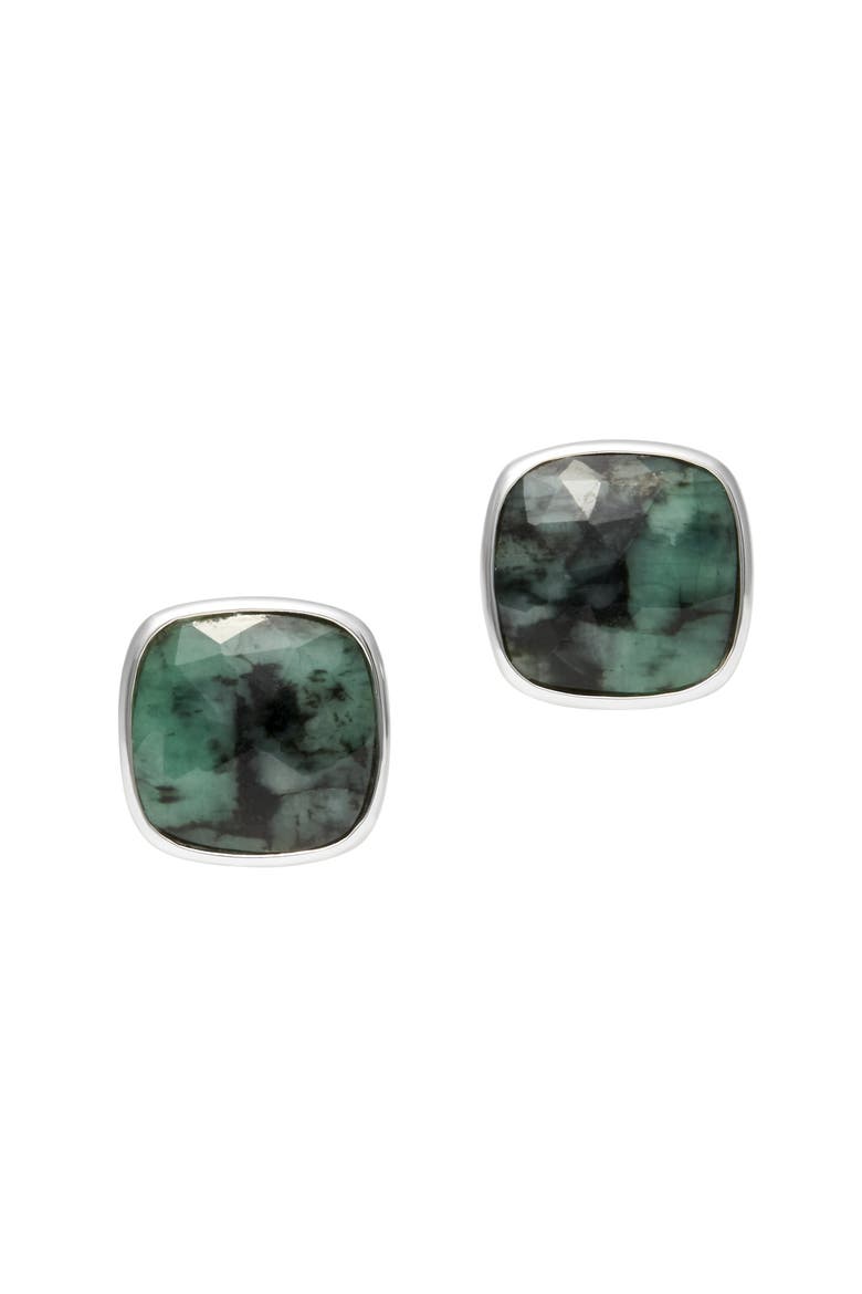 Faceted Emerald Sterling Cufflinks, Main, color, Green