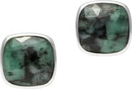 Jan Leslie Faceted Emerald Sterling Cufflinks