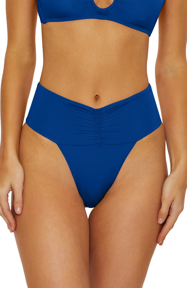 Isabella Rose Belmore Banded Bikini Bottoms, Main, color, Ibiza Blue