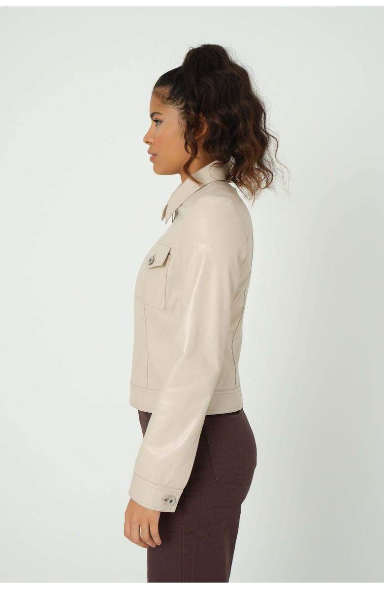 Furniq UK Cressida Leather Jacket, Alternate, color, Beige