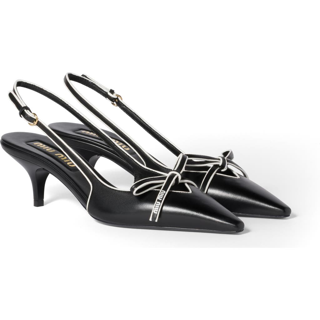 Shop Miu Miu Bow Slingback Kitten Heel Pump
