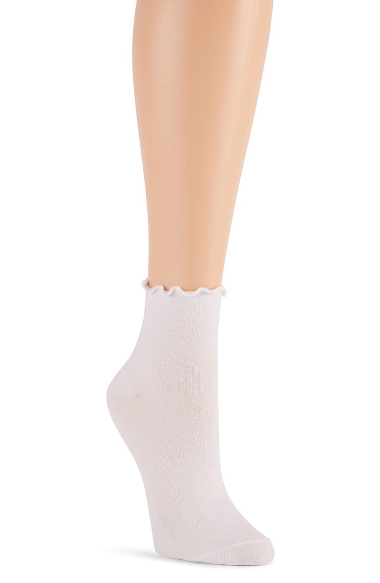 Laundry by Shelli Segal 6-Pack Assorted Lettuce Edge Anklet Socks, Alternate, color, Denim Heather/ White