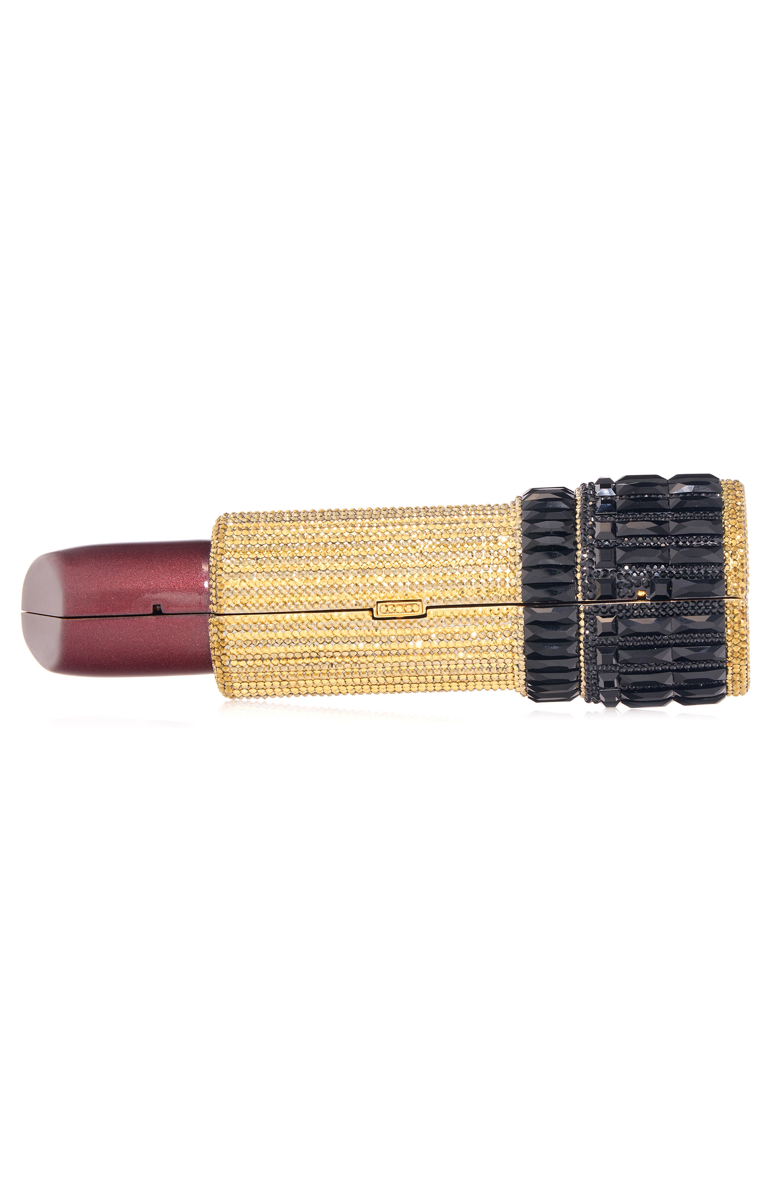JUDITH LEIBER COUTURE Lipstick Crystal Embellished Clutch, Alternate, color, Silver Jet Multi